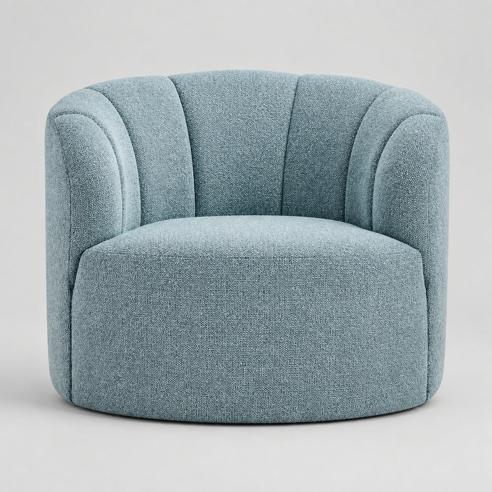 Elowen Chenille Swivel Accent Arm Chair - Heathered Blue - view 2