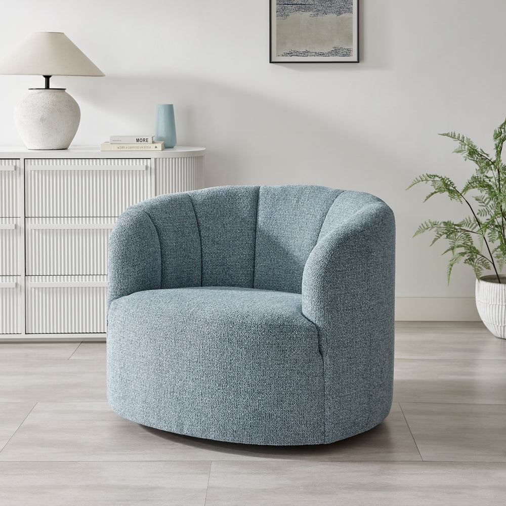 Elowen Chenille Swivel Accent Arm Chair - Heathered Blue - lifestyle