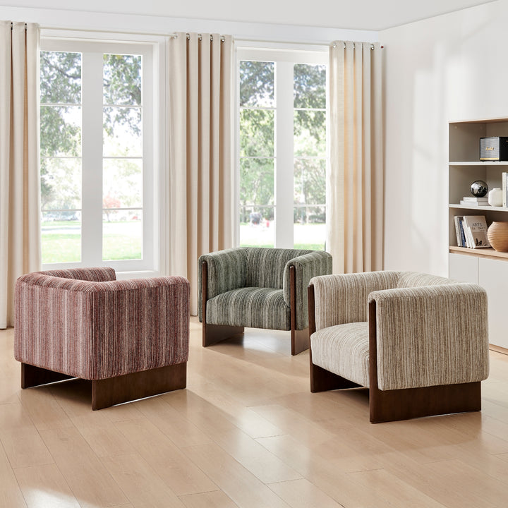 Daxon Chenille Accent Arm Chair - Stria Sand - view 4