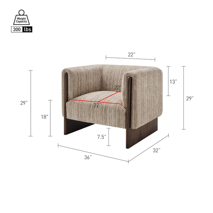 Daxon Chenille Accent Arm Chair - Stria Sand - view 2