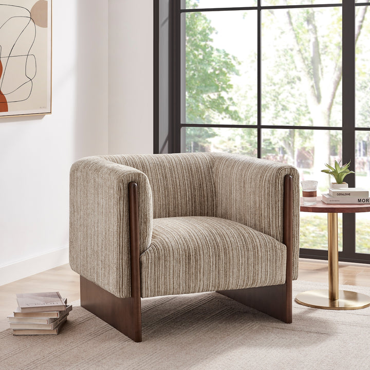 Daxon Chenille Accent Arm Chair - Stria Sand - view 3