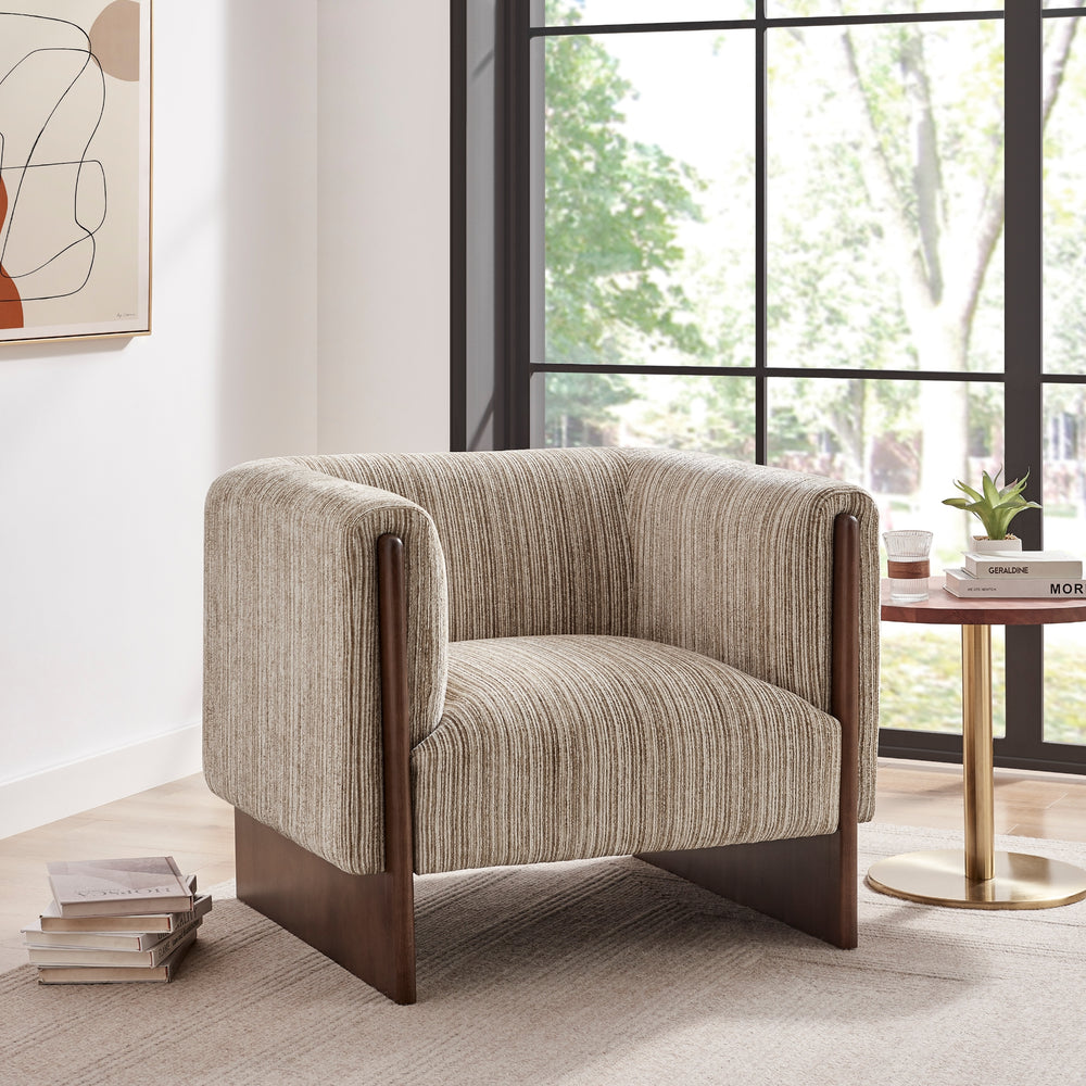 Daxon Chenille Accent Arm Chair - Stria Sand - view 3
