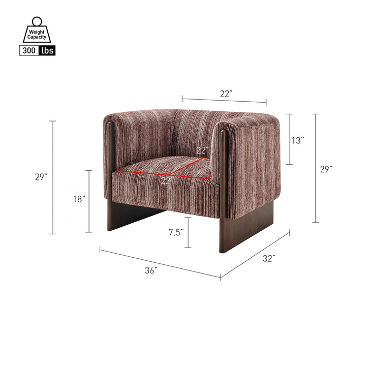 Daxon Chenille Accent Arm Chair - Stria Auburn - view 2