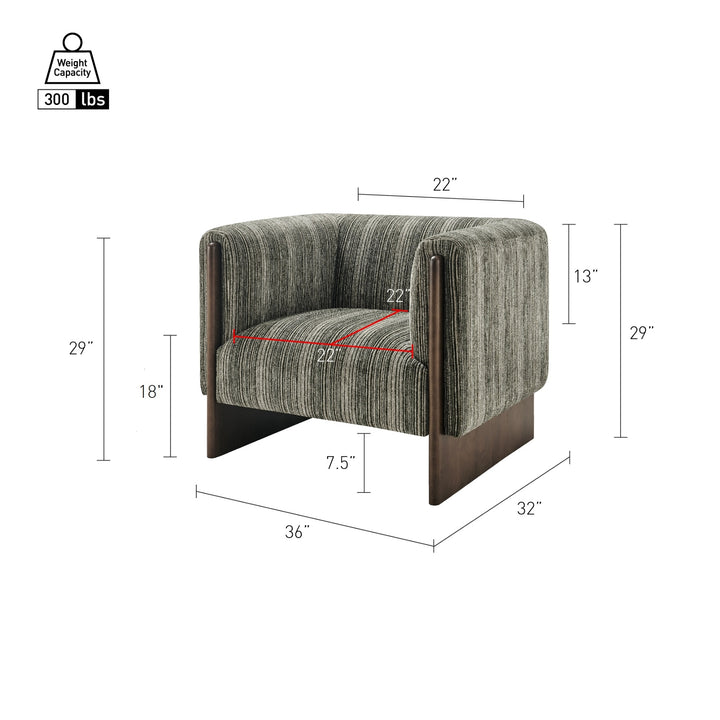 Daxon Chenille Accent Arm Chair - Stria Olive - view 2