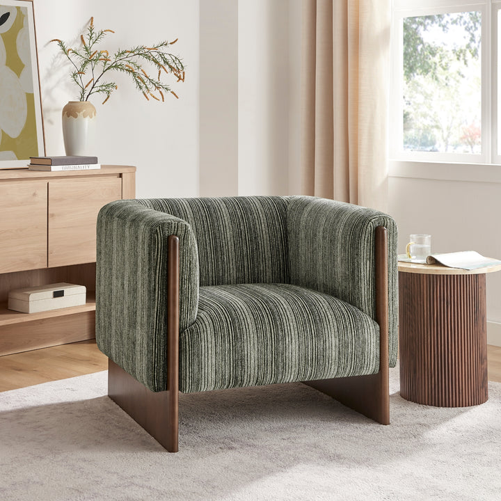 Daxon Chenille Accent Arm Chair - Stria Olive - view 3