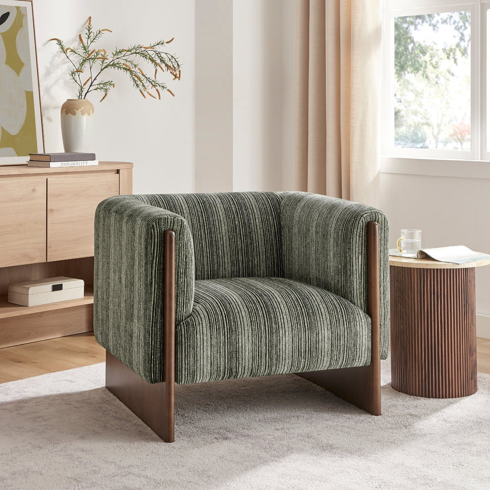 Daxon Chenille Accent Arm Chair - Stria Olive - view 3