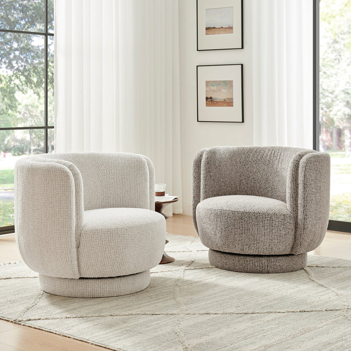 Veloura Fabric Swivel Accent Arm Chair - Mila Taupe - view 3