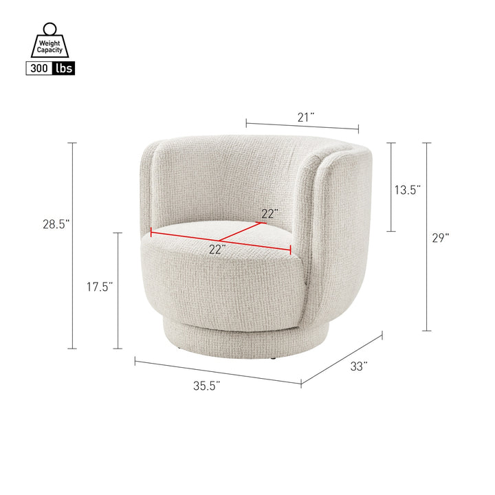 Veloura Fabric Swivel Accent Arm Chair - Mila Ivory - view 2