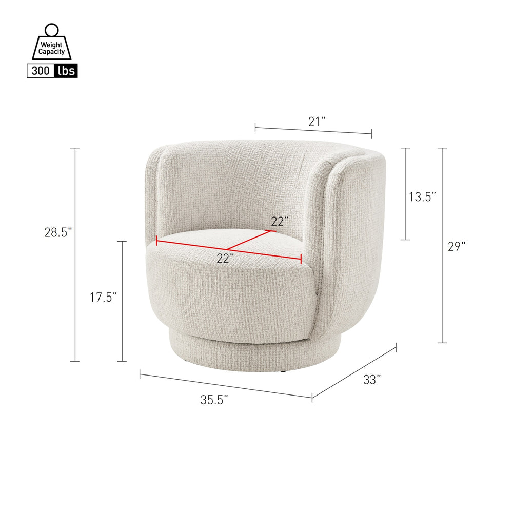Veloura Fabric Swivel Accent Arm Chair - Mila Ivory - view 2
