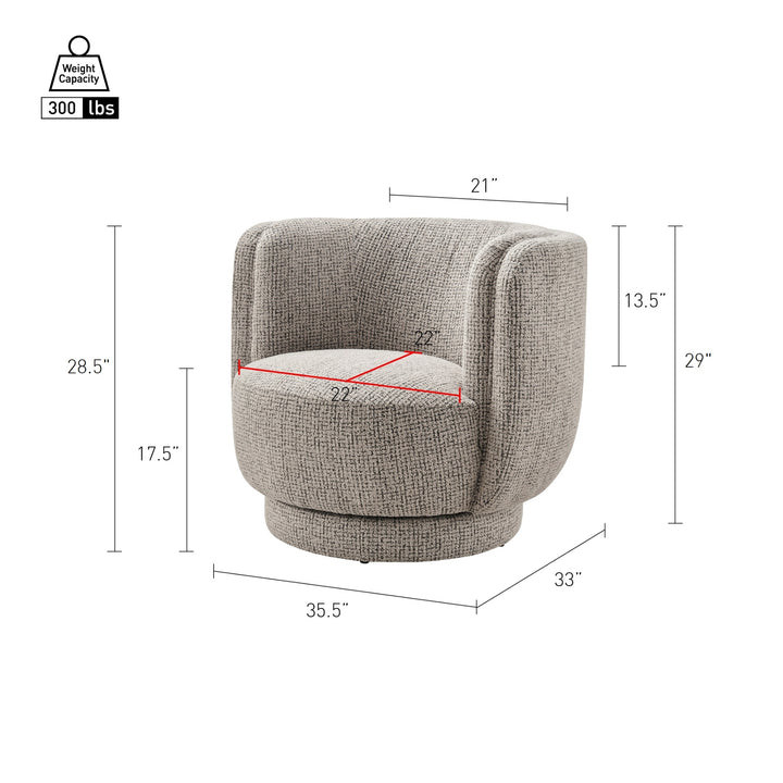 Veloura Fabric Swivel Accent Arm Chair - Mila Taupe - view 2