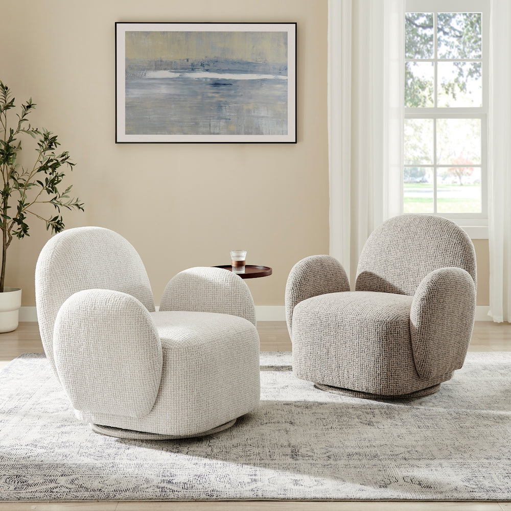 Zoya Fabric Swivel Accent Arm Chair - Mila Taupe - view 3