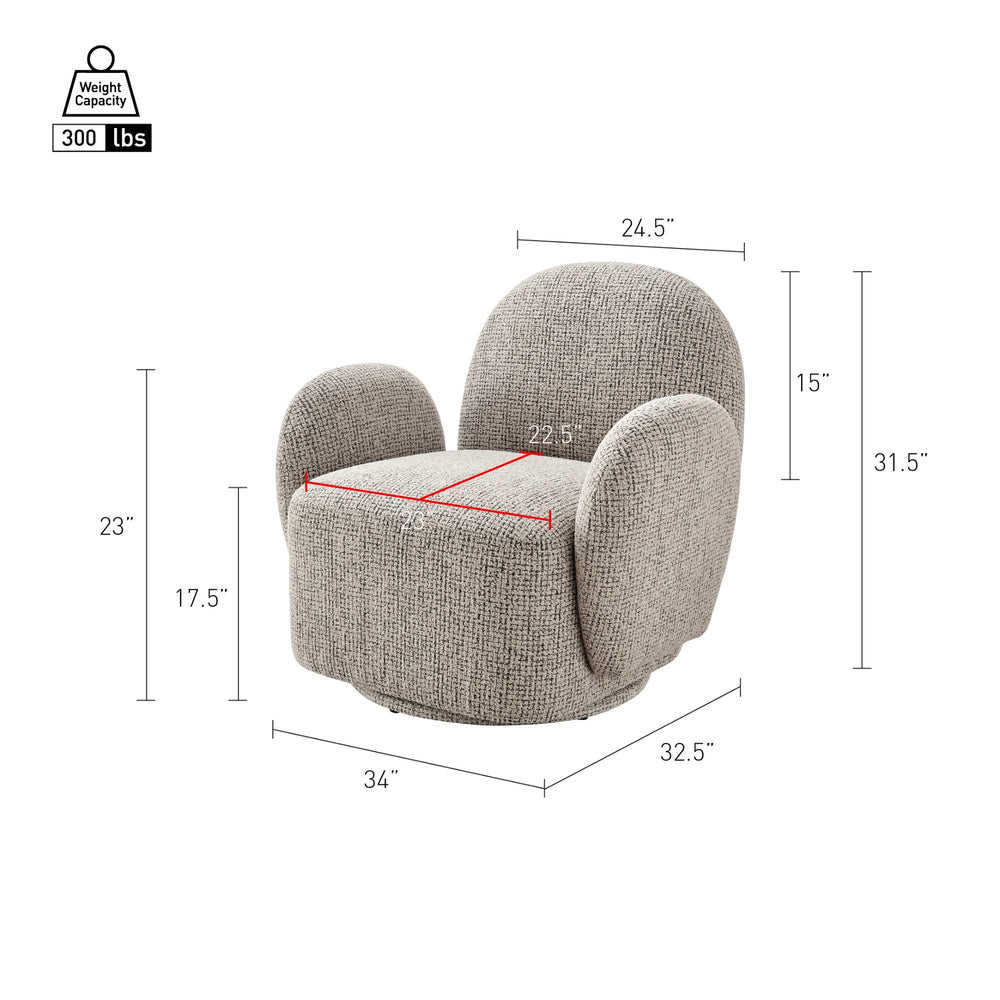 Zoya Fabric Swivel Accent Arm Chair - Mila Taupe - view 2