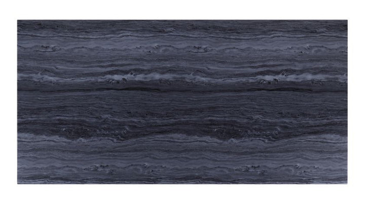 Nasir - Dining Table - Gray Printed Faux Marble Top & Mirrored Silver