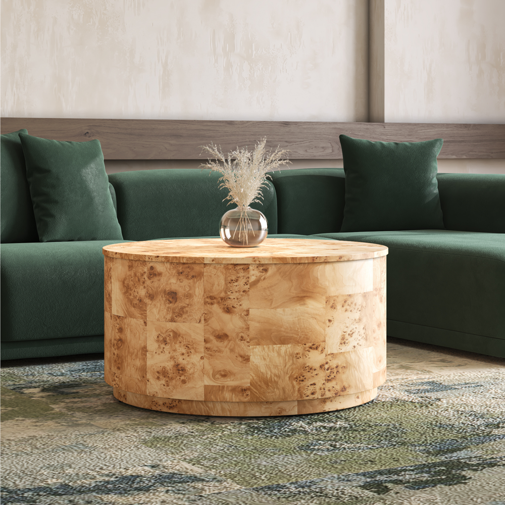 Arsenio Burl Wood Round Coffee Table - Natural Burl - view 2