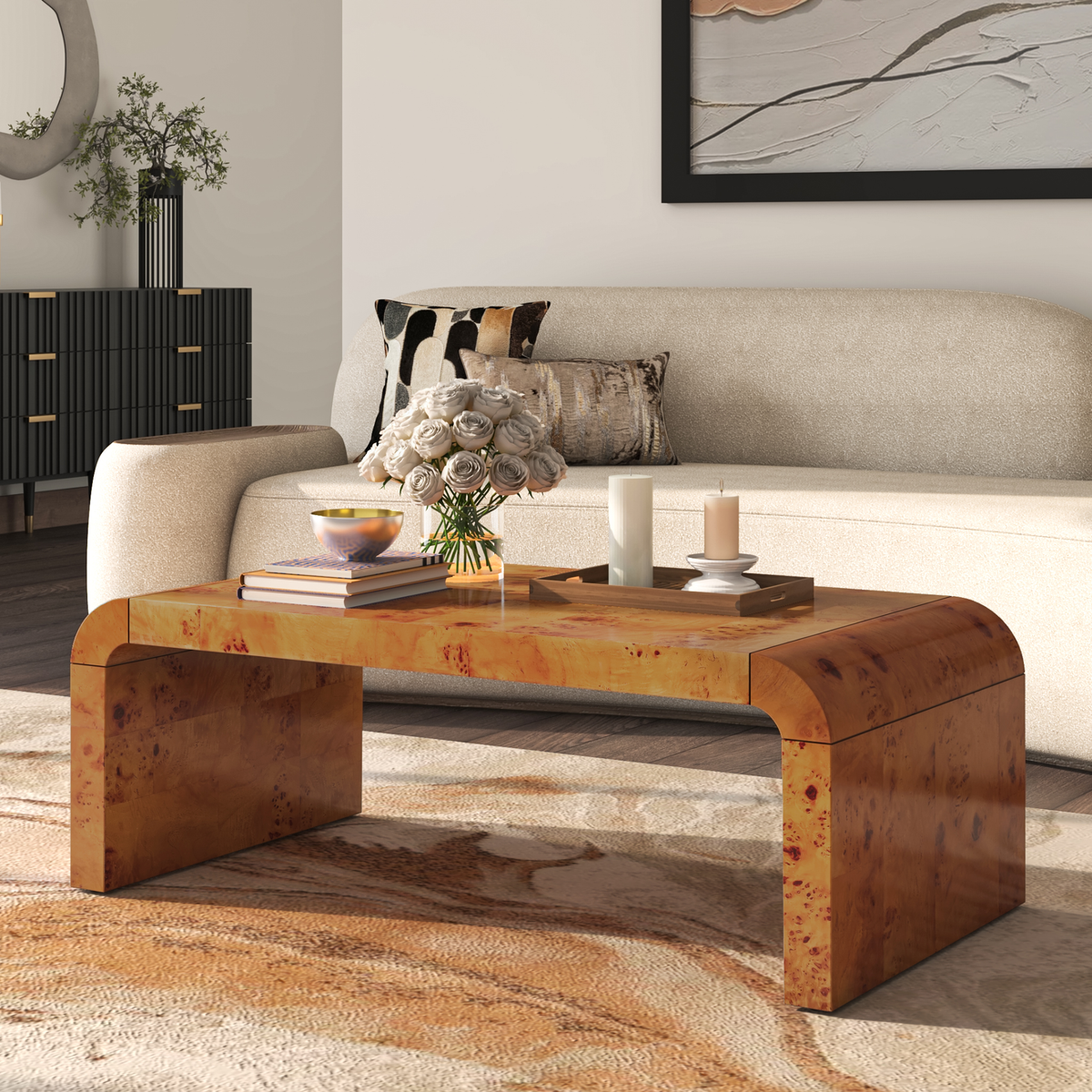 Adriel Burl Wood Coffee Table - Golden Brown Burl - view 2