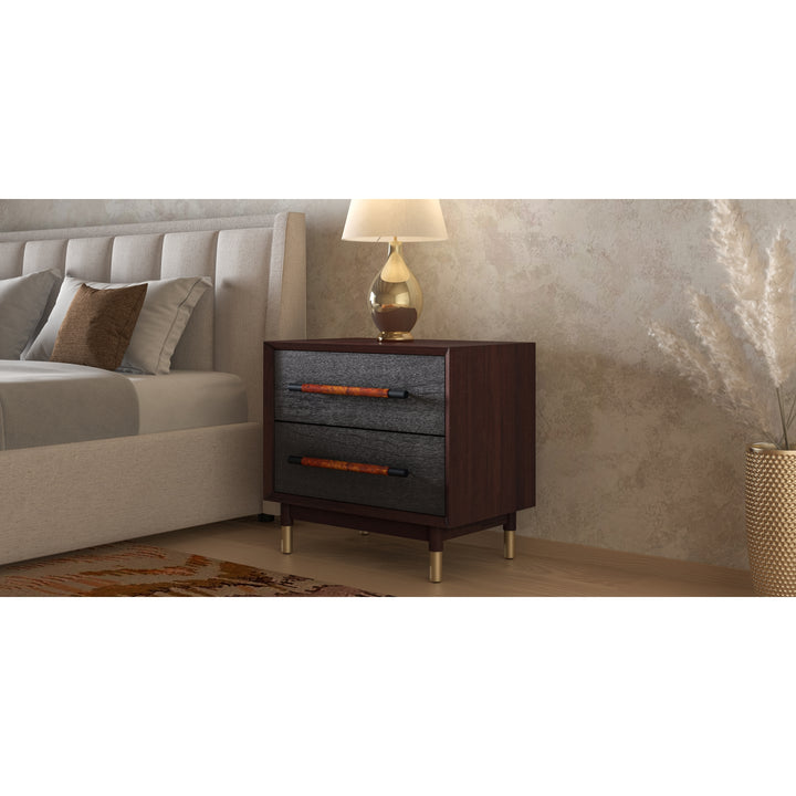 Callan Nightstand/Side Table 2 Drawers - Dark Walnut - view 4