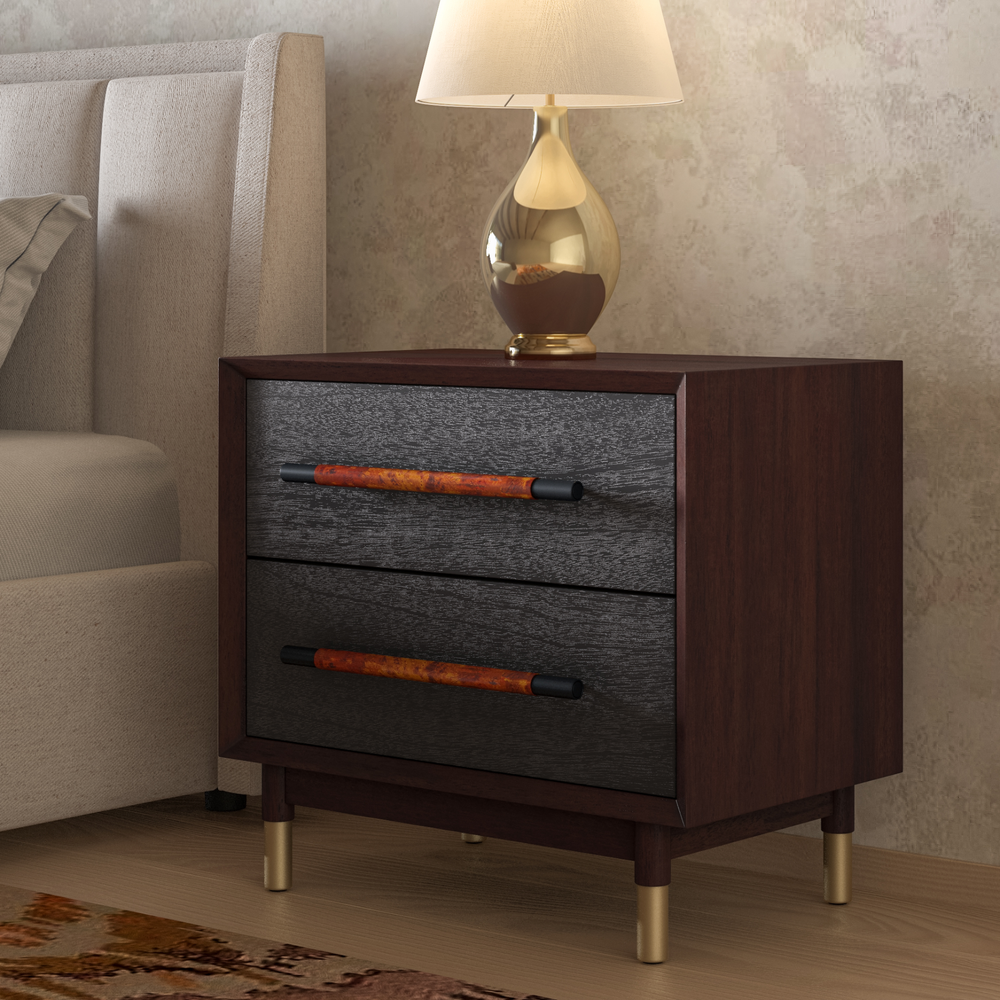 Callan Nightstand/Side Table 2 Drawers - Dark Walnut - view 3