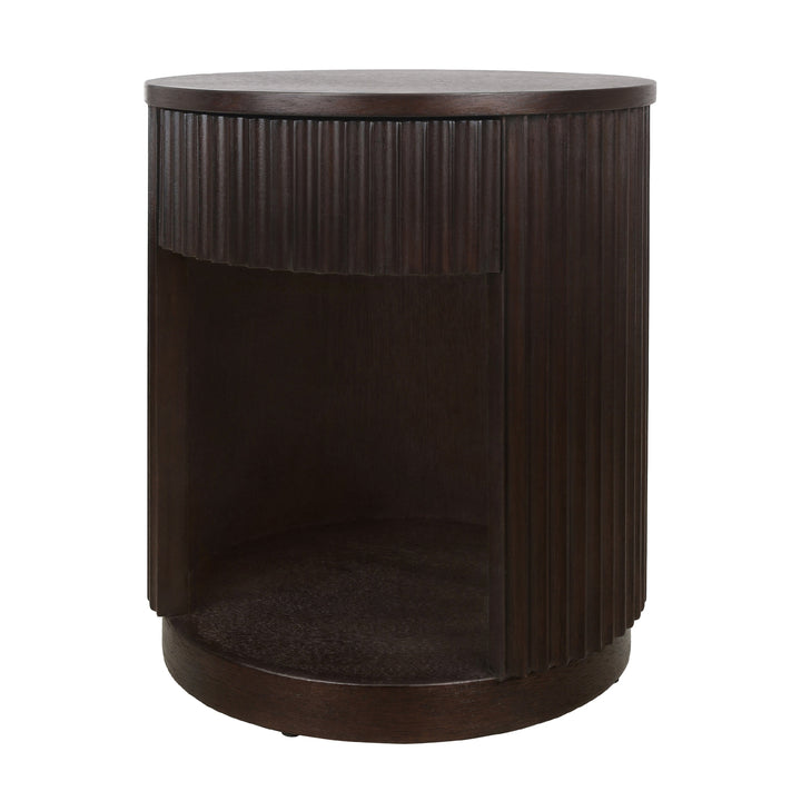 Truro Round Nightstand/Side Table - Dark Brown