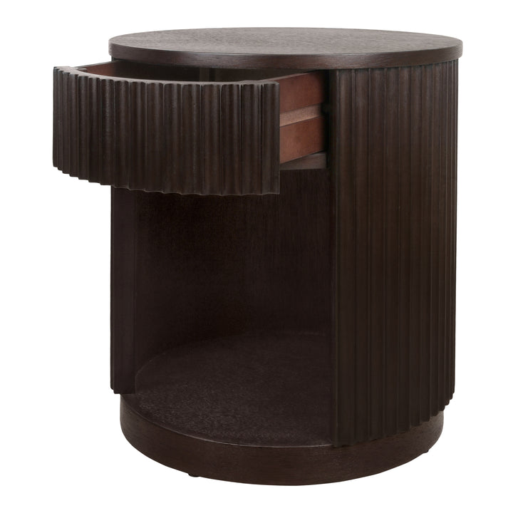 Truro Round Nightstand/Side Table - Dark Brown - view 8