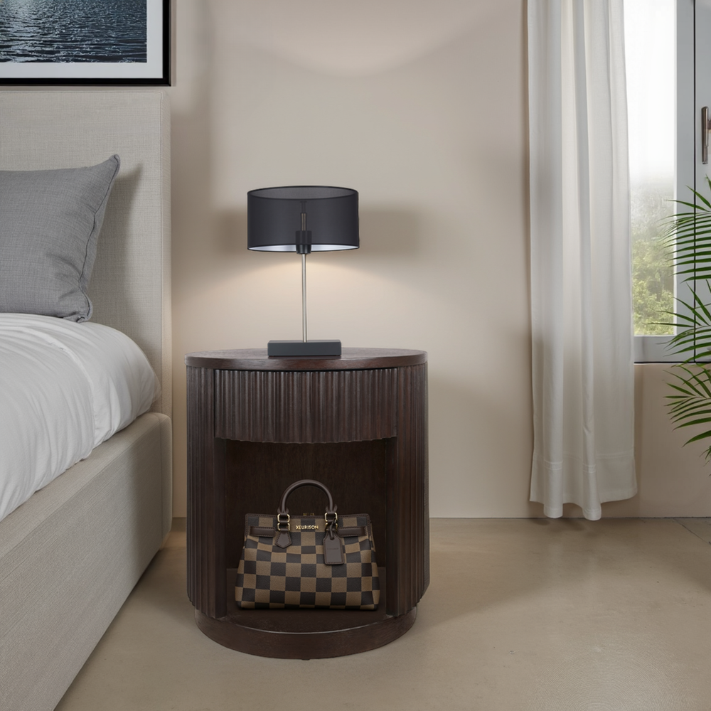 Truro Round Nightstand/Side Table - Dark Brown - view 3
