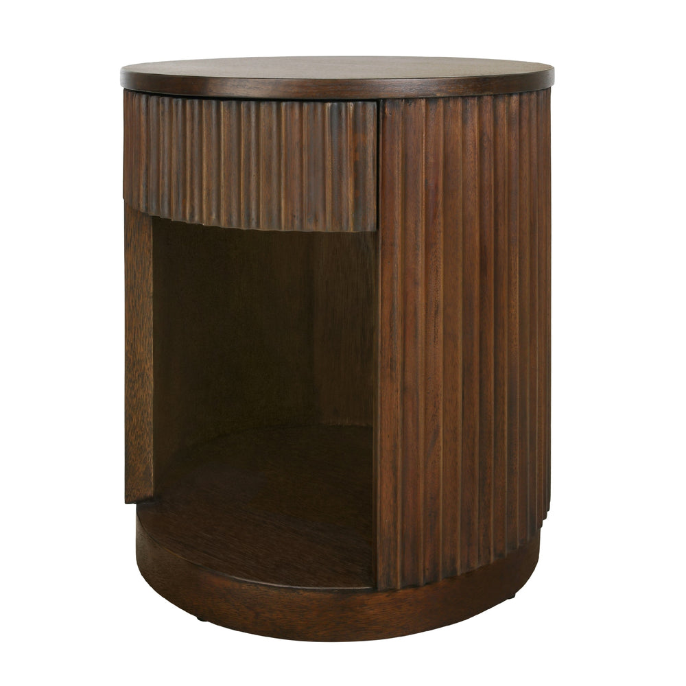 Truro Round Nightstand/Side Table - Rustic Walnut