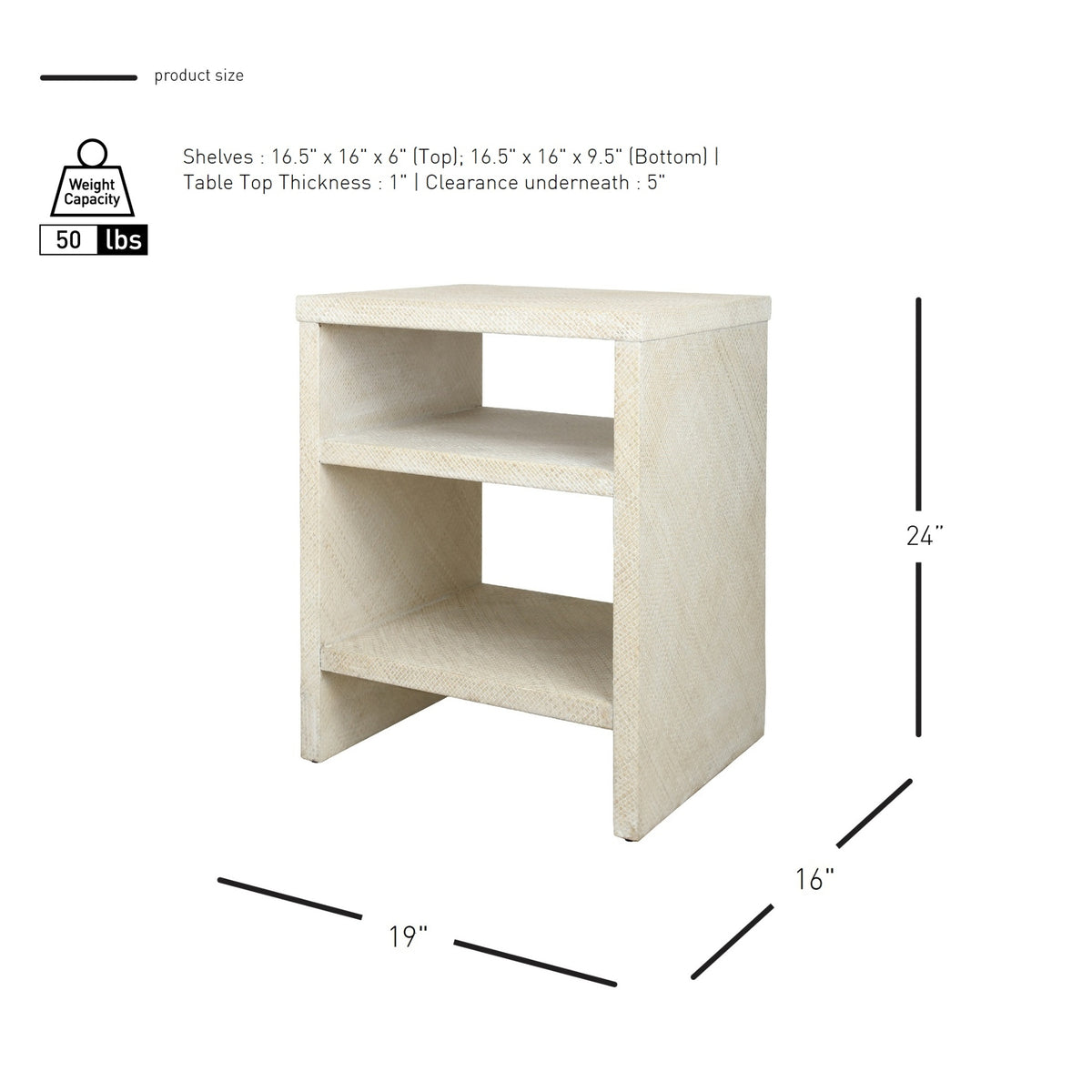 Layne Nightstand/Side Table - Whitewash - view 2