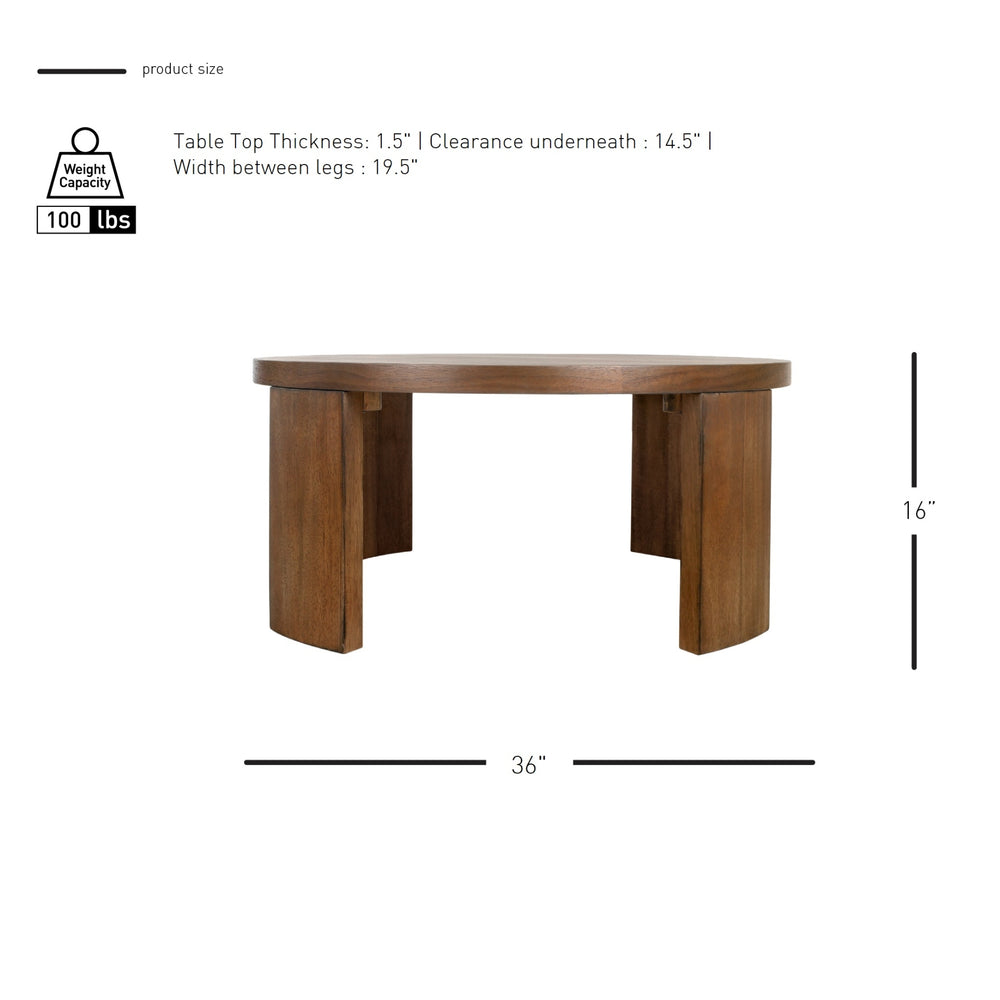 Londyn Round Coffee Table - Rustic Walnut - view 2