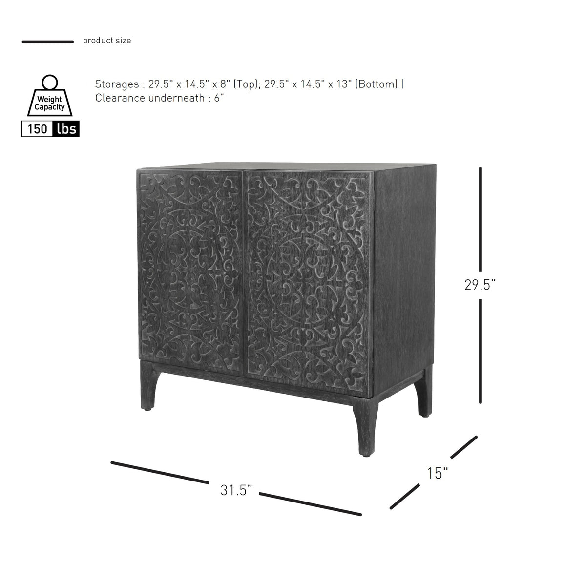 Margie Cabinet 2 Doors - Brushstroke Black - view 2