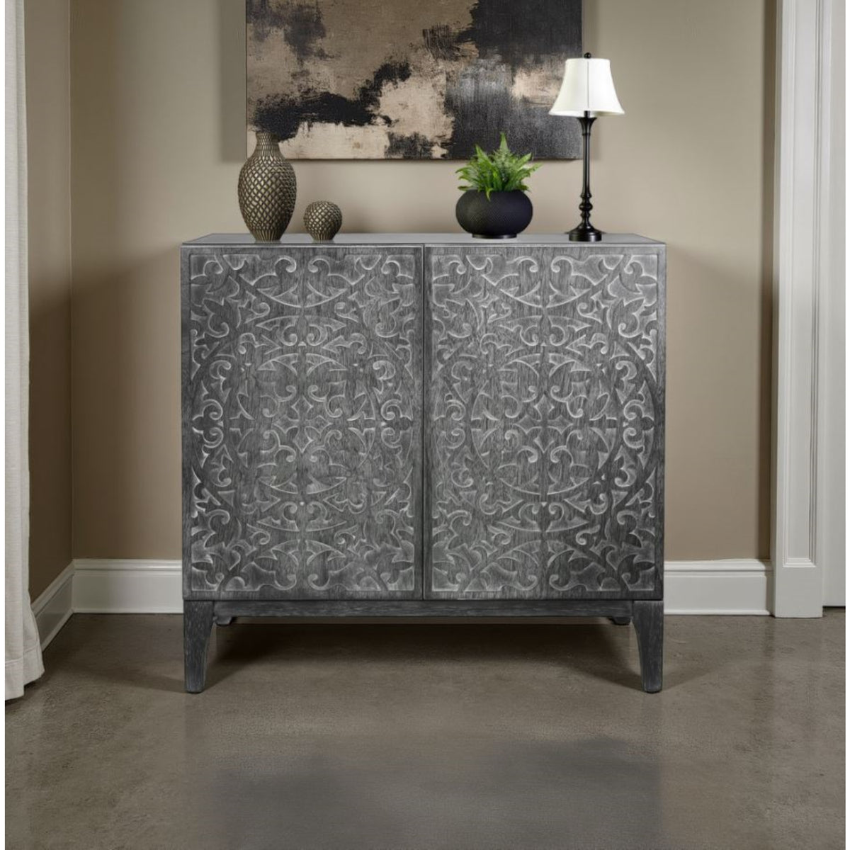 Margie Cabinet 2 Doors - Brushstroke Black - view 3