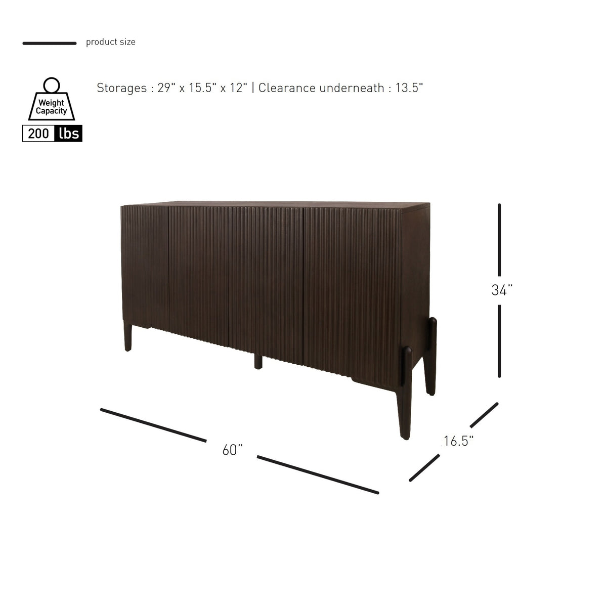 Baylor Sideboard 4 Doors - Dark Brown - view 2