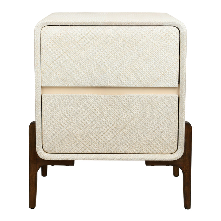 Lotie Nightstand/Side Table 2 Drawers Walnut Legs - Whitewash - view 4