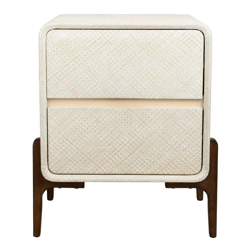 Lotie Nightstand/Side Table 2 Drawers Walnut Legs - Whitewash - view 4