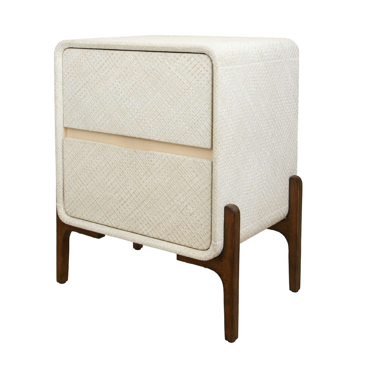 Lotie Nightstand/Side Table 2 Drawers Walnut Legs - Whitewash