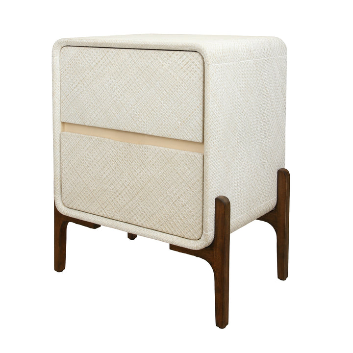 Lotie Nightstand/Side Table 2 Drawers Walnut Legs - Whitewash