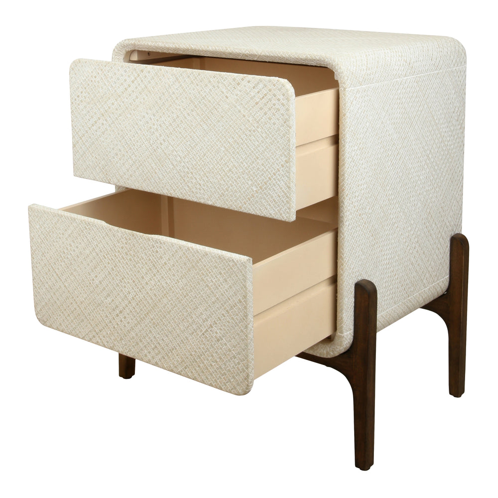 Lotie Nightstand/Side Table 2 Drawers Walnut Legs - Whitewash - view 9