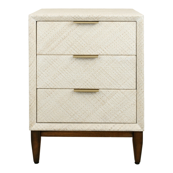 Brinley Nightstand/Side Table 3 Drawers Walnut Legs - Whitewash - view 4