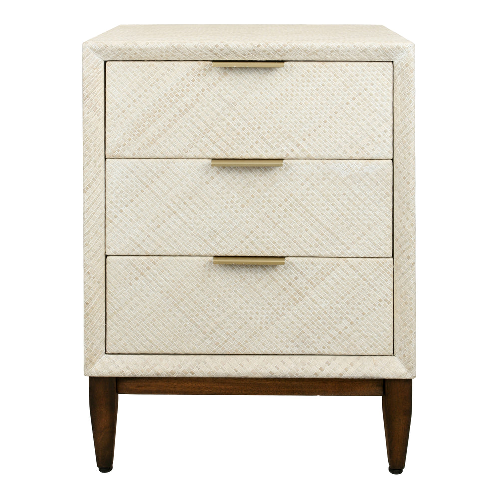 Brinley Nightstand/Side Table 3 Drawers Walnut Legs - Whitewash - view 4