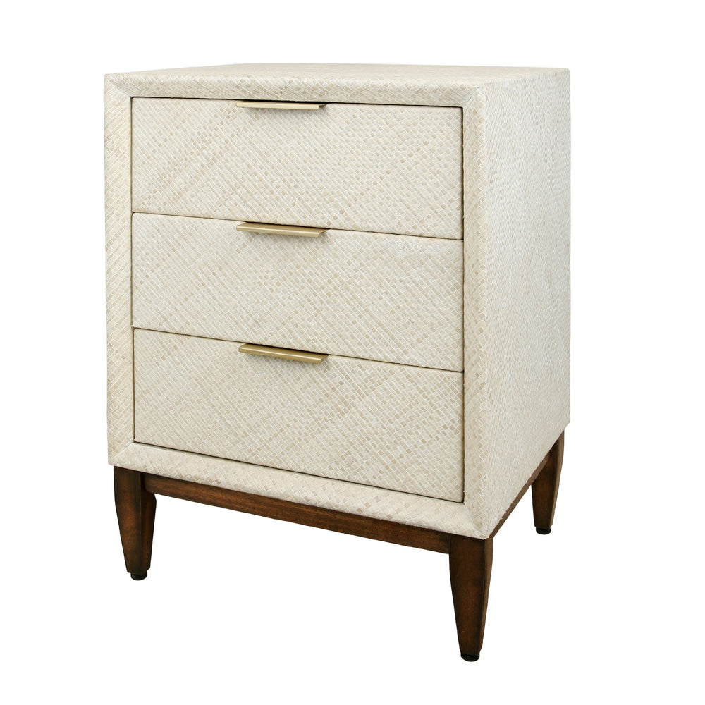 Brinley Nightstand/Side Table 3 Drawers Walnut Legs - Whitewash