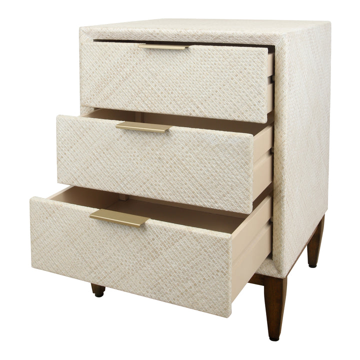 Brinley Nightstand/Side Table 3 Drawers Walnut Legs - Whitewash - view 9