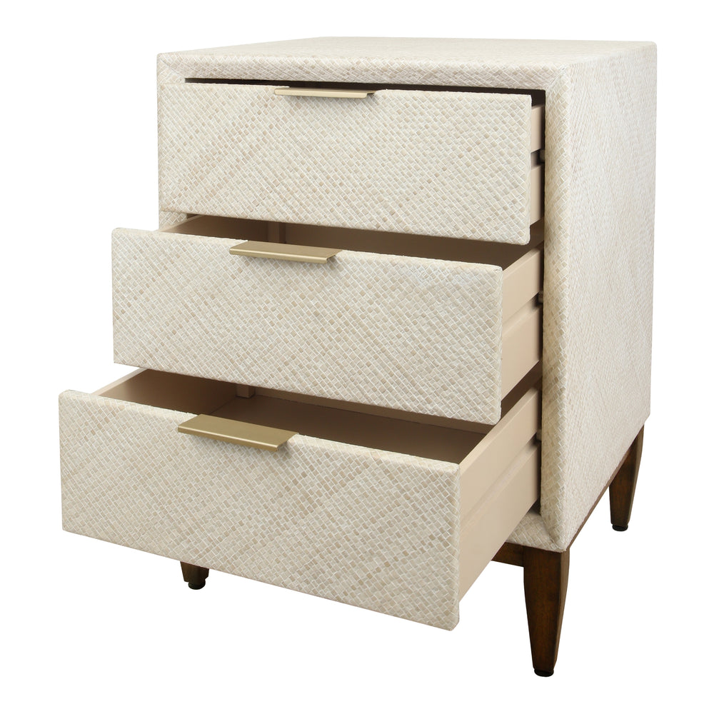 Brinley Nightstand/Side Table 3 Drawers Walnut Legs - Whitewash - view 9