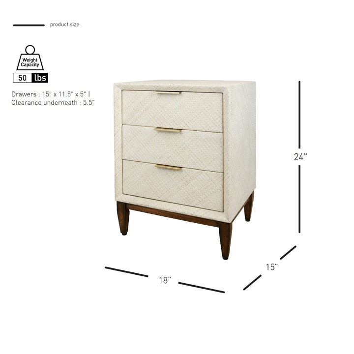 Brinley Nightstand/Side Table 3 Drawers Walnut Legs - Whitewash - view 2