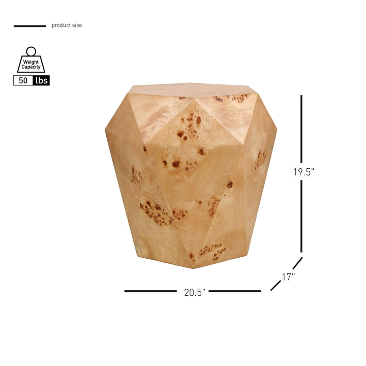 Malva Burl Wood Side/End Table - Natural Burl - view 2