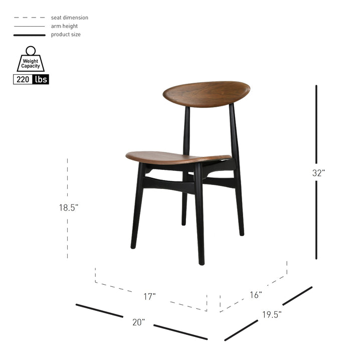 Maglio Dining Side Chair - Black/Walnut - view 2