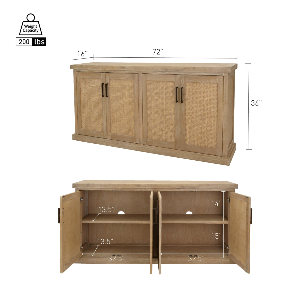 Armoni Buffet/Sideboard 4 Doors - Brushed Sand - view 2