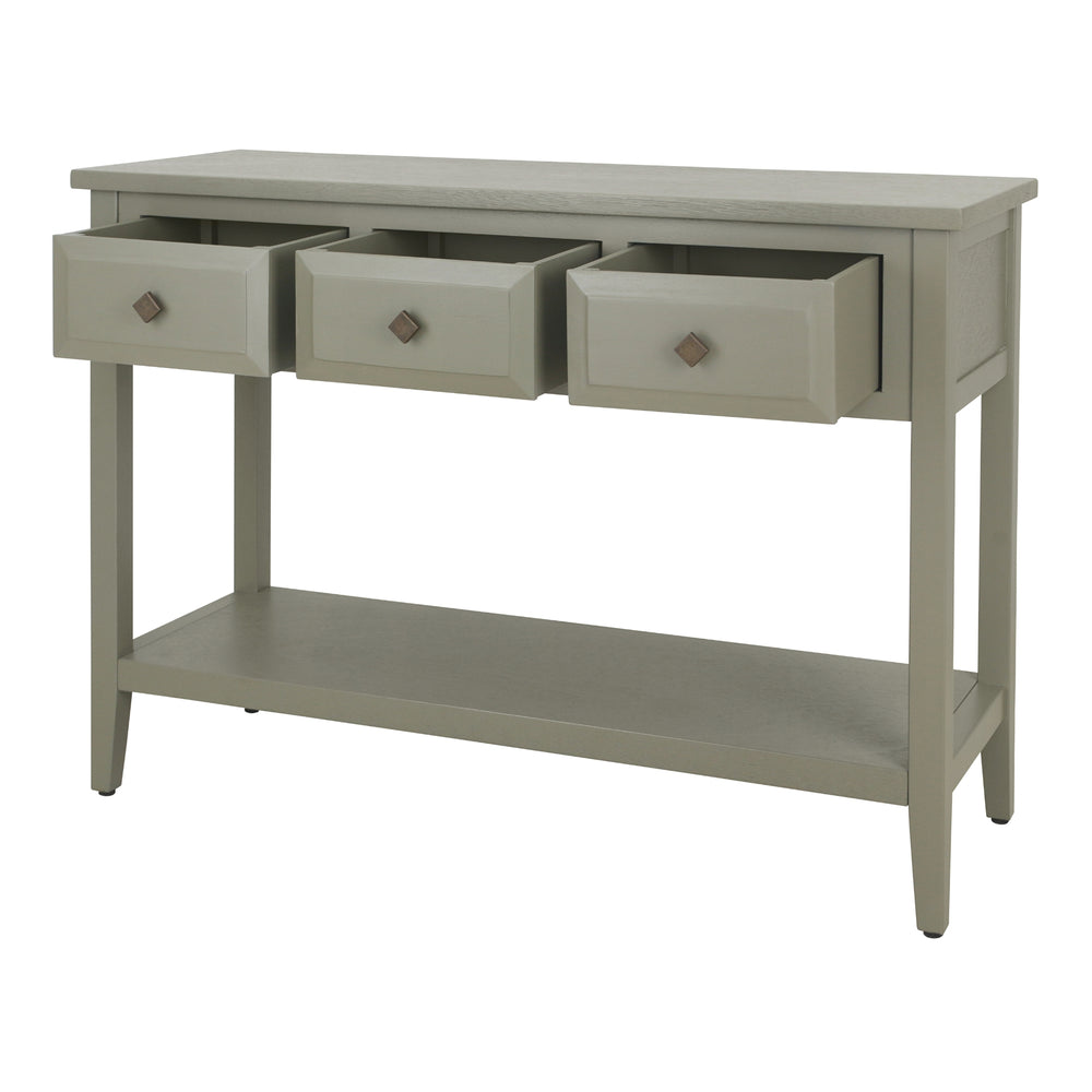 Wexford Console Table 3 Drawers with Shelf - Sage Green - view 9