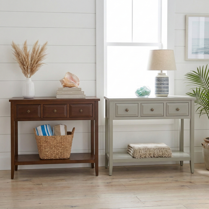 Wexford Console Table 3 Drawers with Shelf - Sage Green - view 2