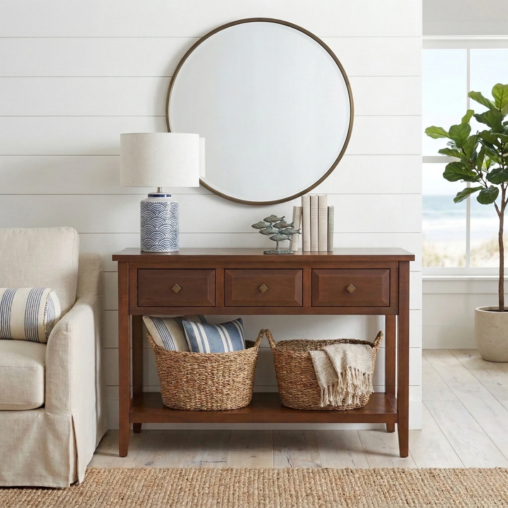 Wexford Console Table 3 Drawers with Shelf - Walnut - view 3