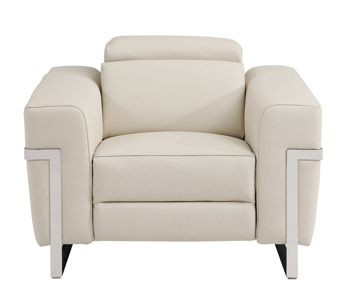 DivanItalia 990 Power Reclining Arm Chair with Power Headrest in Top-Grain Italian Leather - Beige