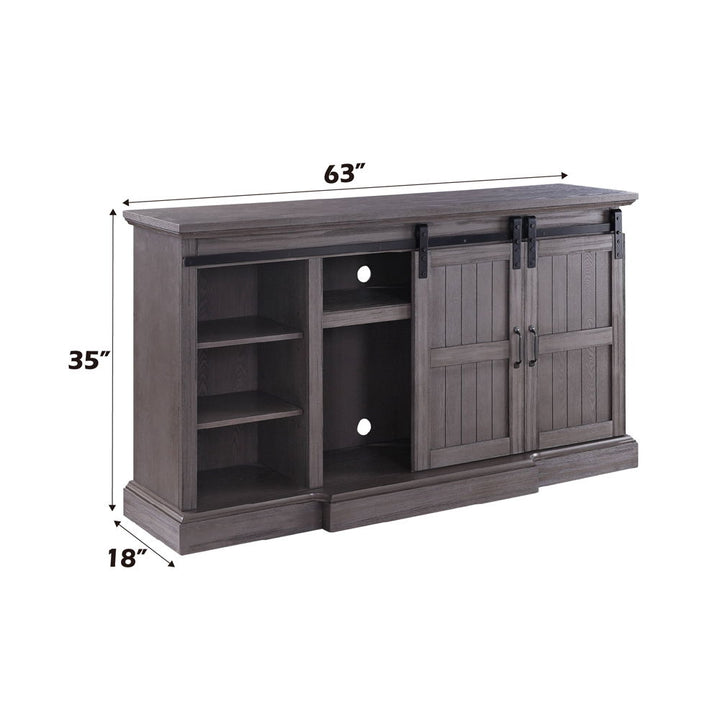 Admon - TV Stand With Fireplace - Gray Oak