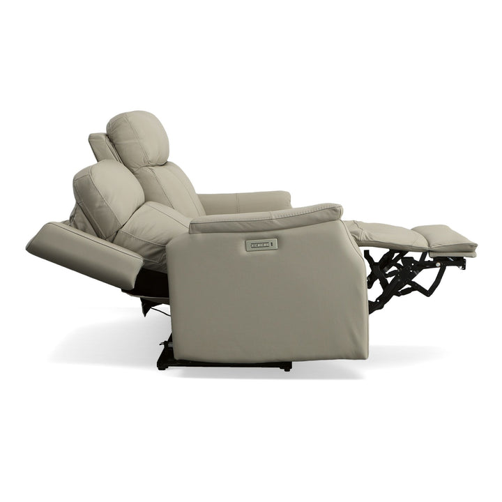 Easton Leather Power Reclining Loveseat with Power Headrests &amp; Lumbar in Dove